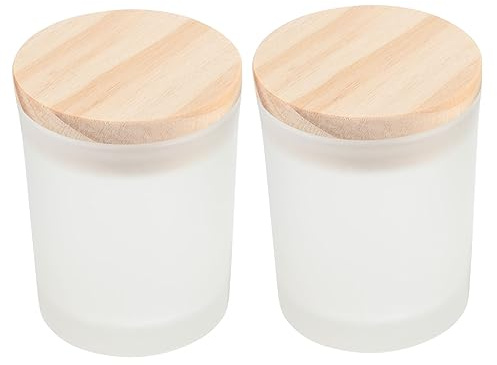 SMASOLO 2 Pièces Lot de Pots à Bougies DIY Verre Blanc Mat avec Couvercle Résistants Au Feu pour Fabrication de Bougies Parfumées et Décoration Intérieure
