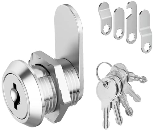 CUEMOON Lot de 5 serrures de boîte aux lettres - Avec 5 plaques de serrure différentes - Serrure de boîte aux lettres - 16 mm/20 mm - Serrure à levier - Serrure de meuble pour Cupboard, portes