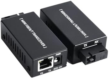 IYNWBJTS 1 paire de mini convertisseurs de média fibre Gigabit 100/1000 Mbps SC vers RJ45, 20 km, avec adaptateur secteur(US Power)
