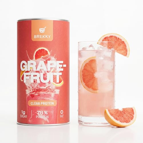 Brekky - Pomelo - Vegan Clear Proteína - Alta proteína - Bajo en azúcar | Proteína transparente vegana con sabor a pomelo. Alto contenido de proteínas, bajo en azúcar y bajo en grasa. Refrescante