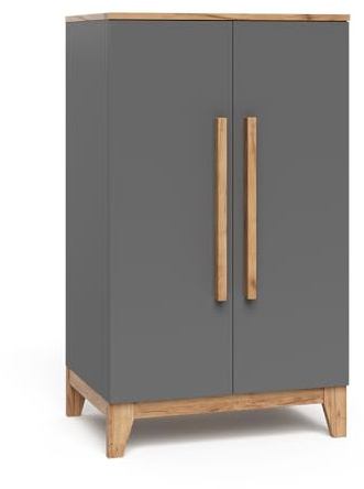 VitaliSpa Kinderkleiderschrank Malia, Grau/Artisan, 70 x 120 cm | zur Aufbewahrung von Kinderkleidung und kombinierbar