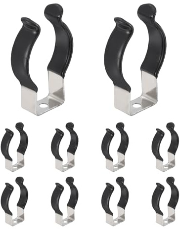 sourcing map 10Pcs T10 U Clips Holder Bracket, Stainless Steel LED Fluorescent Tube Clip, Lamp Support Pipe Clamps for 26mm 1 Light Bulb Tube Rod Mounting Accessories, 47mm H, Black