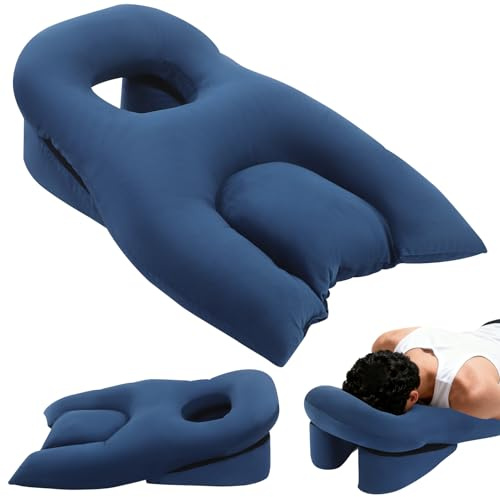 Cojín de masaje con agujero para la cabeza, cojín facial para dormir, cojín facial con base hueca, almohada para dormir boca abajo, cojín para masaje para cama, ojos y pacientes, monedas, 63 x 25 x 45