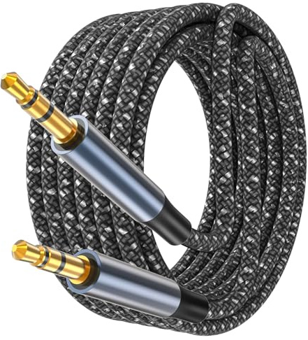 3.5mm Aux Cable, Audio Aux 3.5mm to 3.5mm Audio Cable 3M Headphones Cable Nylon Braided Jack Audio Extension Cable for Car, Headphone, iPhone, iPad, iPod, Samsung, MP3 Player, Smartphone,Tablet,Laptop