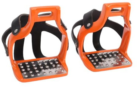 Cryfokt Étriers de sécurité en Aluminium avec Couvercle en Filet, 1 Paire Antidérapante Orange | Étriers de cheval pour cavaliers équestres, étriers en aluminium à installation rapide avec pédale en acier inoxydable et
