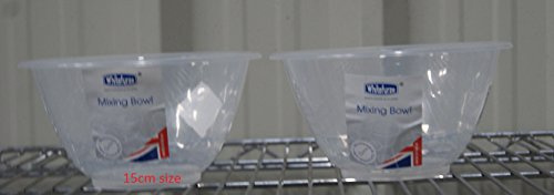 Set of 2 15cm Mixing Bowl Clear Plastic by WhiteFurze Salad Fruit Bowl