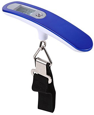 1 Stück Tragbare Reise Waagen Fischwaagen Hängen Gewicht Hohe Präzision Digitale Gepäck Koffer Tasche Skala LCD Display 50Kg / 10G(Blaue Farbe + Streifen)