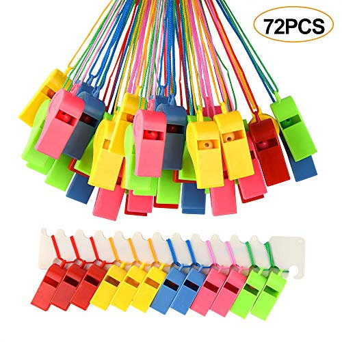 FEPITO 72 sifflets en Plastique colorés, sifflet de l'entraîneur avec Cordons pour Les événements Sportifs, Dressage de Chiens