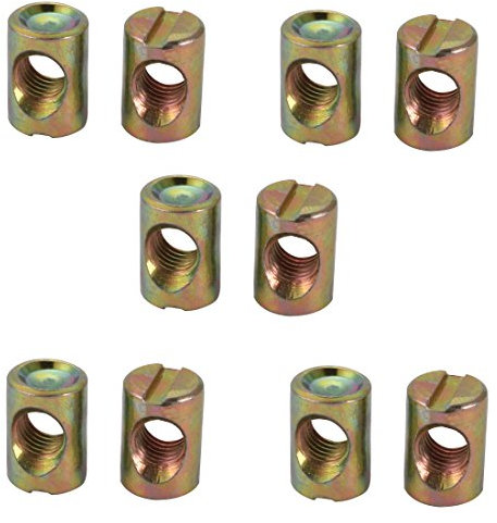 sourcing map 10Stk M8 Gewinde 18mm Länge Schlitzantrieb Kreuzdübel Eimermutter Eisen Bronzeton