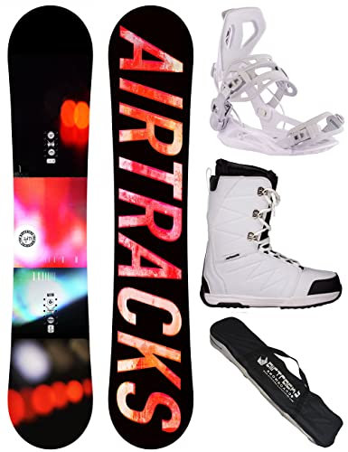 AIRTRACKS Snowboard Set Paquete Completo Tabla Lights Hybrid Rocker Mujer 144 + Fijaciones Master W + Botas Star W 37 + SB Bag