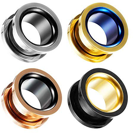 COOEAR Pendientes roscados de acero quirúrgico Para retractor de carne, tamaños de 6mm a 30mm Túneles de colores.