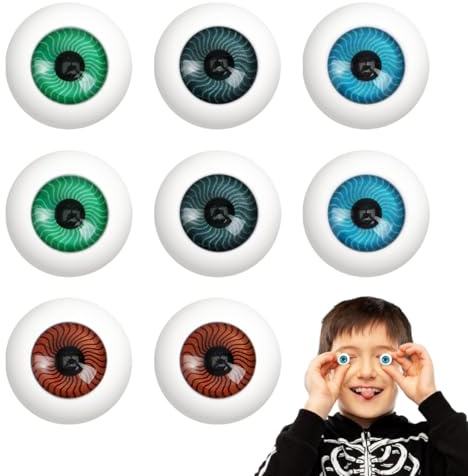 8PCS Eyeballs Scary Realistic Hollow Eyeball Halloween Horror Mask Skull Costume Props for Halloween Trick or Treat Party Craft Decoration