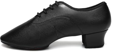 JUODVMP Zapatos Baile Latino Hombre de los de Cuero Lace up estándar Tango latín Jazz Moderno Performance Danza Zapatos Negro,37 EU