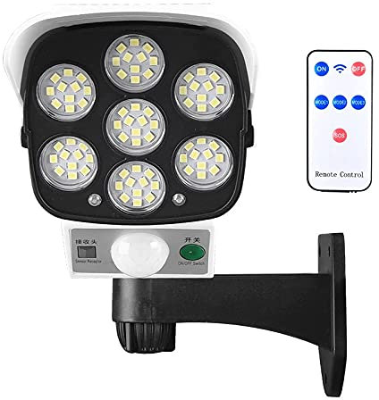 Deals-Telecamera Finta Con Luce A Pannello Solare Faretto da 77 Led con Sensore Di Movimento