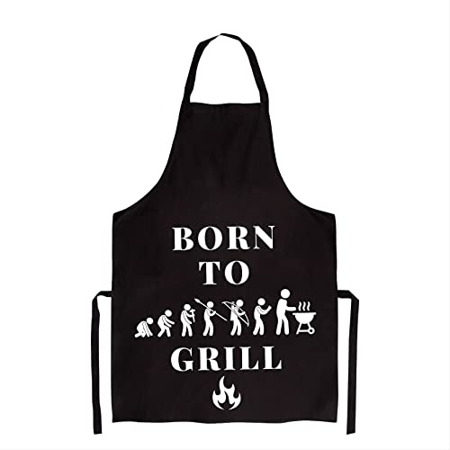 FremiBag Delantal de barbacoa para hombres con texto en alemán Born to Grill – Delantal de algodón – Delantal de cocina como regalo para hombres para asar – Barbacoa barbacoa carne negro