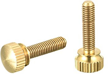sourcing map 2uds Moleteado Pulgar Tornillos, M5x20mm Latón Hombro Pernos Escalonado Agarre Perillas Sujetadores para PC, Electrónico, Mecánico