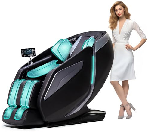 HealthRelife Full Body Massage Chair with Bodyscan 4D Massage Intelligent Shiatsu Massagerecliner with Voice Control Back Heating App Control(Black)