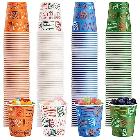 FIKSYK 500 Pack 5oz Colorful Disposable Paper Cups for Parties, Picnics, Barbecues, Travel and Events