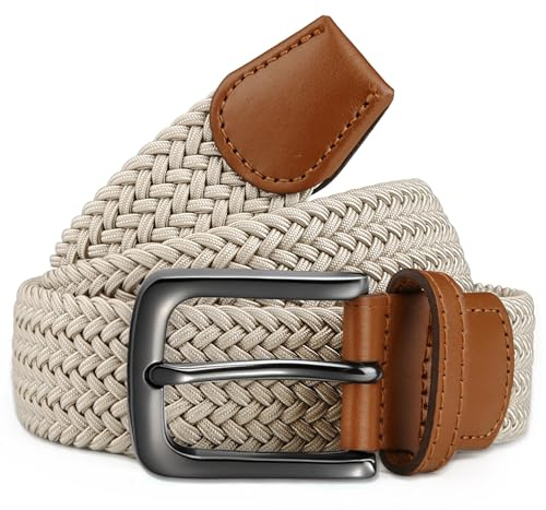 Bon4Extrao Elastischer Gürtel Herren, 35mm Stretch Gürtel Herren Stoff Stufenlos Verstellbarer, Flechtgürtel für Jeans, Chino & Business, Ideal für Alltag & Reise