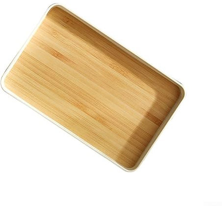 DAZZLEEX Wooden Plates.Japanese Style Wooden Serving Tray,Plastic Tea Fruit Rectangular Plate Breakfast Server Lap Tray M
