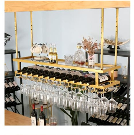 LIGUOYI Weinglasregal Aus Metall, Stielgläserregal Der Decke Platzsparend Weingläser Halter Robust Und Langlebig Einstellbare Glaswein Champagner Cup Hangers Rack Halter, Für Bar Küche Zuhause
