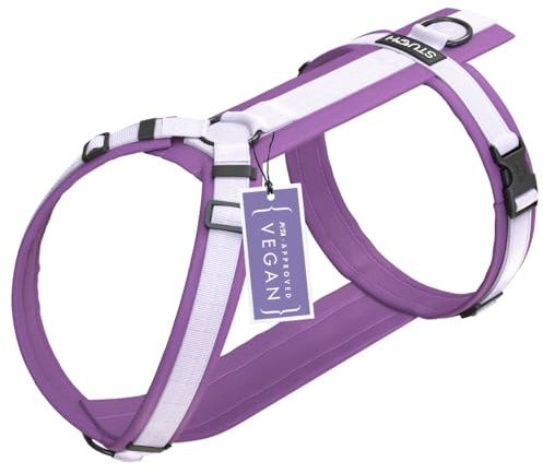STUCH Y-Hundegeschirr gepolstert & verstellbar – formstabiles, Robustes Nylon Geschirr für kleine & große Hunde – 100% Vegan & PETA Zertifiziert (Lila, L)