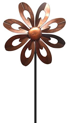 Hilanderos de Viento para Jardín, Estaca de Metal para Exteriores, Molinos de Viento para Jardín, Molinos de Viento, Escultura de Viento Cinético Premium, Molino de Viento de Metal para(Cobre)