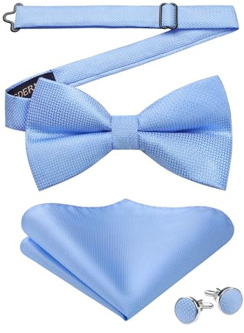 HISDERN Herren Paisley Fliege und Einstecktuch mit Manschettenknöpfe Set,Schleife mit Haken - Bereits Gfebunden，Verstellbare Fliege,Vorgebundene Fliege,für Hochzeit Sfeier Weihnachten Halloween