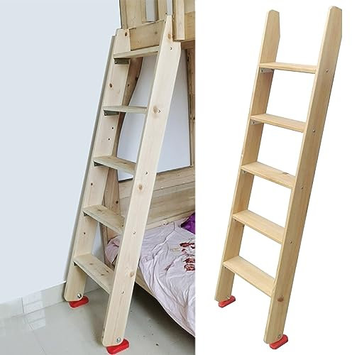 Bunk Bed Ladder for Heavy Duty People,Wooden Loft Bed Ladders with Anti-Slip Feet,Universal Climb Step Ladder for Camper/Boat/ (Size: 150cm(59))