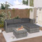 KUAKE Polyrattan Lounge-Sofagarnitur, Lounge-Gartenmöbel, Ecksofa, Couchgarnitur mit Sitz- und Rückenkissen, Lounge-Tisch mit Glasplatte (Grau)