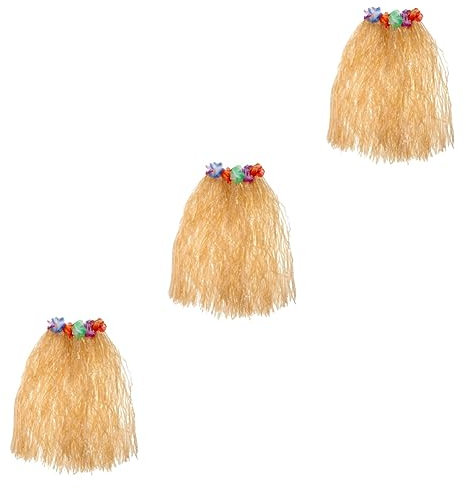 VALICLUD 3pièces Jupe Hawaïenne Paille Avec Fleurs Colorées Accessoire De Costume Pour Fête Hawaïenne Décoration De Soirée Plage Et Événements Été Réutilisable Et Élégant