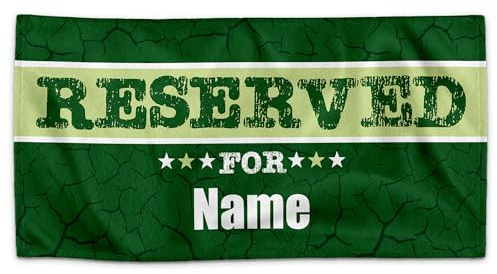 Print Royal PR Personalisiertes Handtuch mit Spruch - Reserved for - mit Name Bedrucken | Badetuch selbst gestalten, Persönliches Fotogeschenk für Familie, Freunde - Grün, 140 x 70 cm