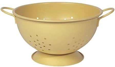 Colander, 21cm Diameter x 11.5cm Height, Enamel Coated, Stainless Steel (Yellow)