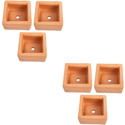 PHENOFICE Lot De 2 Pots De Fleurs Carrés en Terre Cuite Rouge pour Plantes Succulentes pour La Maison Ou Le Bureau Élégants Et Robustes en Argile 3 Pièces