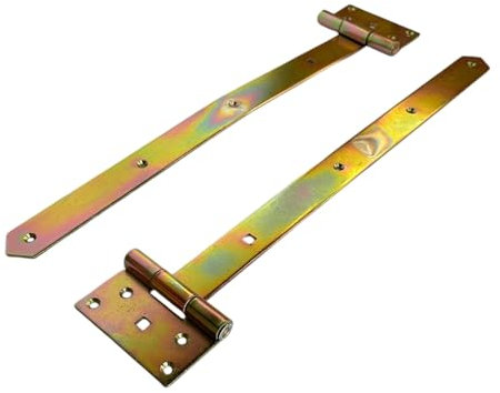 2er SET Kreuzgehänge 250mm 500mm Scharnier T-Bänder Ladenband Torscharnier Deko Garten Schwarz T-Bänder Ladenbänder Dekoration Dekorativ Tor T-Band (Gold, 500mm)