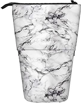 Teleskopisch Mäppchen Marmor Textur Schwarz Weiß Ständer Bleistifthalter Grosse Kapazität Federmäppchen Reißverschluss Mit Reißverschluss Stand Federmäppchen, Für Schule, Kindergarten, Büro