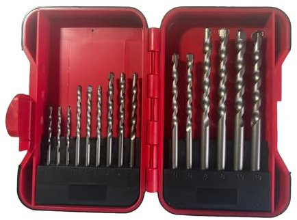 Sivitec 15PCs TCT Masonry Drill Bit Set Carbon Steel Tungtsten Carbide Bits for Brick, Masonry, Block and Stone with Soft-grip Storage Case