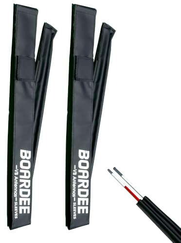 BOARDEE Volleyball Net Antenna Sleeves - Durable Tarpaulin Hook-and-Loop Sleeves with Vertical Straps - Indoor and Beach Volleyball Net Equipment - Pack of 2 (No Antennas Included) (Black)
