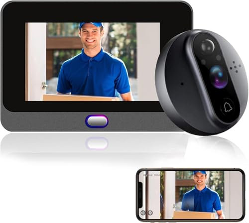 ANJIELO SMART Peephole Camera for Apartment Door, WiFi Door Peephole Viewer Video Doorbell 1080P Camera with Monitor 4.3 Inch LCD Screen, Infrared Night Vision,Motion Detection,32G