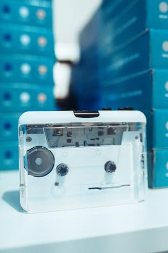 Portable Cassette Player with Copper Flywheels, New White Design, Improved Sound