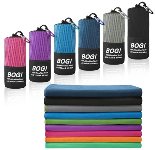 BOGI Microfibre Quick Dry Travel Towel - Soft, Lightweight & Super Absorbent for Beach, Sports, Gym, Yoga, Camping & Hiking
