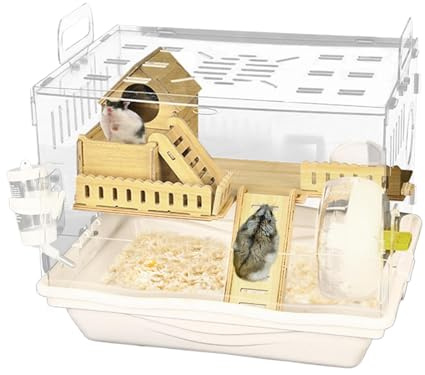 Hamster Cage - Syrischer Hamster -Käfig | Zwerghamster -Käfig | Transparenter Rennrennstoffkäfig | Tier Hamster Lebensraum für eine optimale Beobachtung von Haustieren | Atmungsaktives kleines