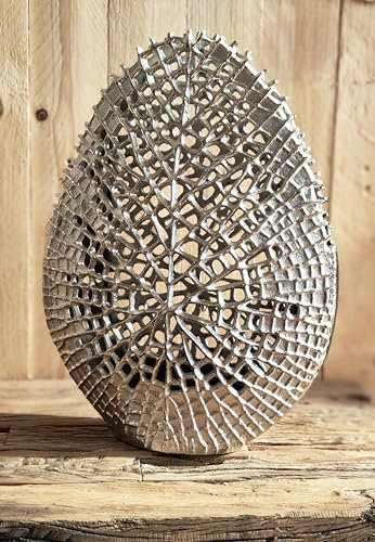 Vase Gitter-Optik, Blumenvase für Kunstblumen, Designervase, Dekovase Aluminium Silber, Deko Modern aus Metall, Wohnzimmer und Küche, 34,5 oder 44 cm (27x11x34,5 cm)