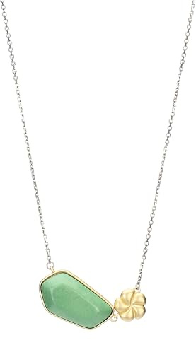 THUN - Collana con pietra e fiore - ceramica, metallo - Collezione Dedicato a te - 40 + 5 cm