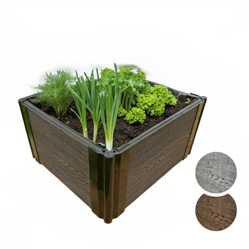 Gardj WPC Raised Bed (Without Base) 1 Meter – Woody-Look – wetterfest, UV-beständig & langlebig – Pflanzkasten für Garten & Terrasse – pflegeleicht (Anthrazit, Höhe - 30cm, 1x1m)