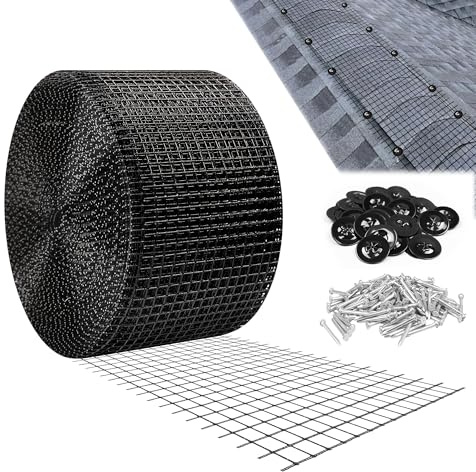 Roof Ridge Vent Exclusion Critter Guard Cover - 65.6' L x 4 W Shingle Over Ridge Vent Mesh Ridge Vents for Roof Panels with 60 Nails and Washers Protection Against Bats, Mice, Squirrels, Rats