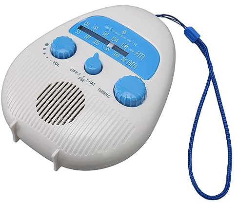 Eacam Am, FM, Radio de Ducha Radio ABS Portable ABS Portable Radio de Baño Empotrada Radio de Ducha con Baterías de Altavoces, Diseñada con Capacidades Impermeables