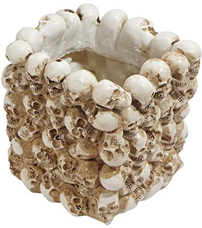 Toyvian Skull Design Resin Planter Gothic Skull Flowerpot Decoration for Home Office Multifunctional Brush Pot Ornament and Chic Pen Holder and Artistic Living Space Accent