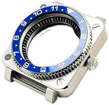 YELEMEABHB 42 mm fyrkantig cockpit klockboett i safirglas, passar till for NH35 NH36 7S26 urverk, 28,5 mm urtavla klockboett Klockfodral(S03)