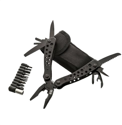M-Tac Multitool Type 1 – 11 in 1 acciaio inox 440C multifunzione con custodia in nylon, pinza, coltello, sega, cacciavite e altro – compatto per EDC, outdoor e sopravvivenza